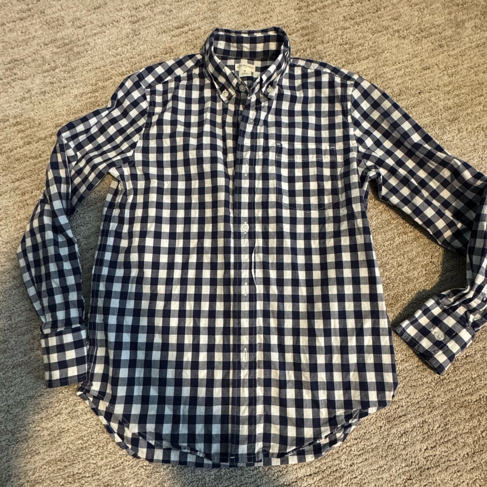 Crewcuts Navy and White Checkered Button Down Shirt